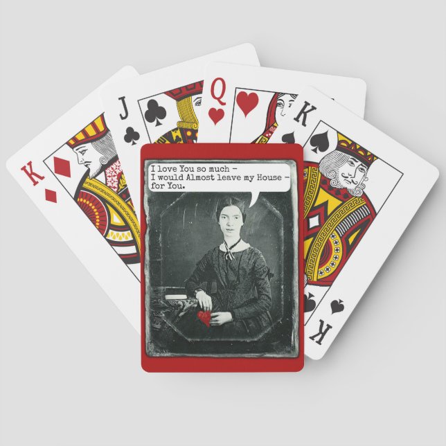 Funny Poet Emily Dickinson Valentine's Day Playing Cards (Back)