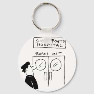 Funny Poet Hospital Cartoon Key Ring