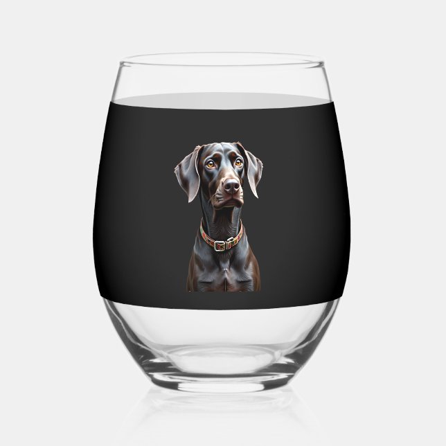 Funny Pointer Shirt Pointer Mum Dad Dog Lover Poin Stemless Wine Glass (Front)