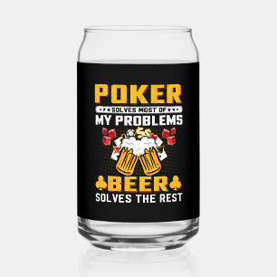 Funny poker beer gambling word art can glass