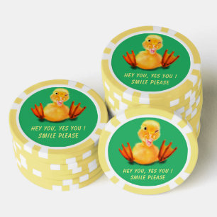 Funny Poker Chips Happy Playful Duck - Smile