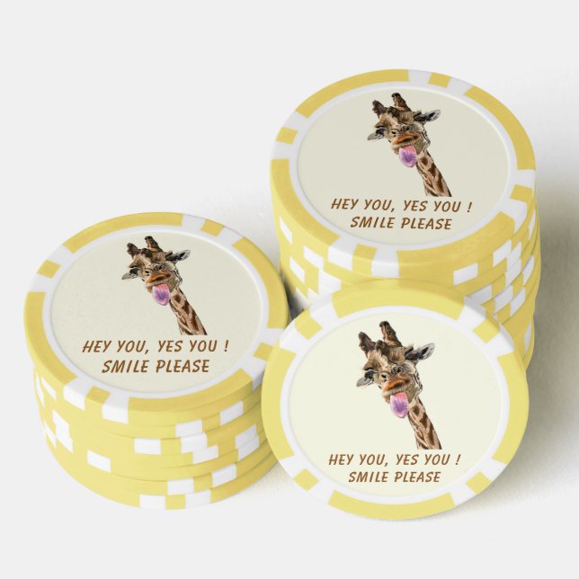 Funny Poker Chips Playful Giraffe - Smile (Stack)