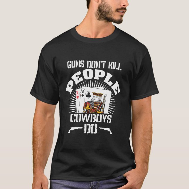 Funny Poker Long Sleeve Guns Don'T Kill People Cow T-Shirt (Front)