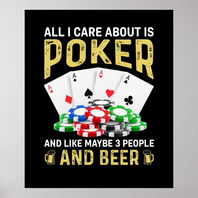 Funny poker people beer word art poster (Front)