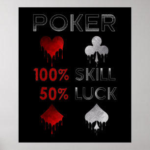 Funny Poker Poker 100% Skill And 50% Luck Poster