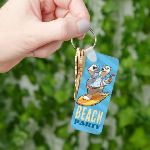 Funny Polar Bear Beach Party Summer Surfer Cartoon Key Ring