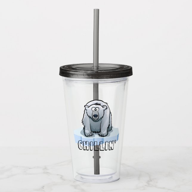 Funny Polar Bear Chillin  Acrylic Tumbler (Front)