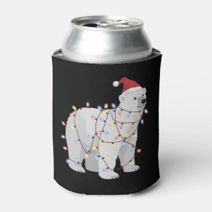 Funny Polar Bear Christmas Animal Lights Lover Can Cooler