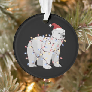 Funny Polar Bear Christmas Animal Lights Lover Ornament