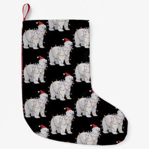 Funny Polar Bear Christmas Animal Lights Lover Small Christmas Stocking