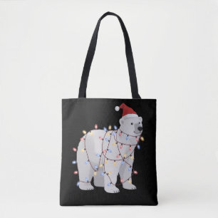 Funny Polar Bear Christmas Animal Lights Lover Tote Bag