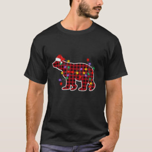 Funny Polar Bear Christmas Pyjamas Plaid Xmas Ligh T-Shirt