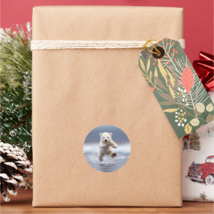 Funny Polar Bear Cub Classic Round Sticker