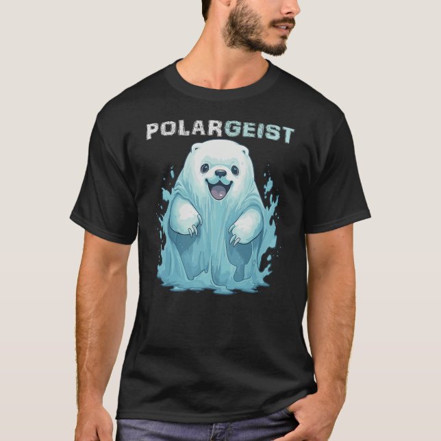 Funny Polar Bear Halloween Tshirt Poltergeist Ghos (Front)