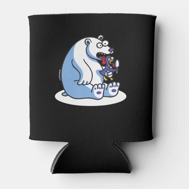 Funny Polar Bear Penguin Ice Cream Animal Lover Can Cooler (Front)