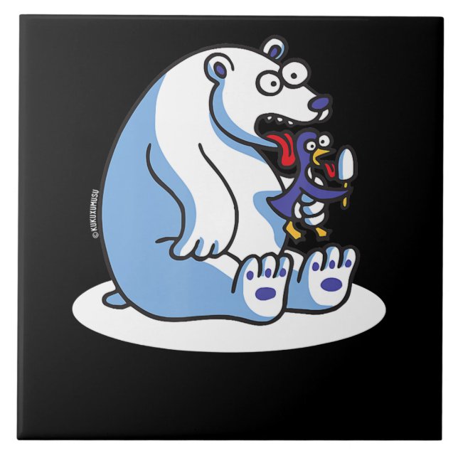 Funny Polar Bear Penguin Ice Cream Animal Lover Ceramic Tile (Front)