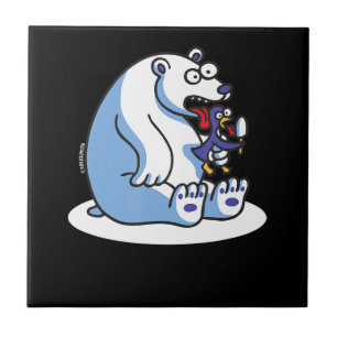 Funny Polar Bear Penguin Ice Cream Animal Lover Ceramic Tile