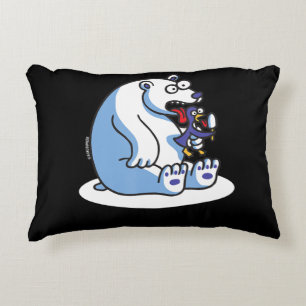 Funny Polar Bear Penguin Ice Cream Animal Lover Decorative Cushion