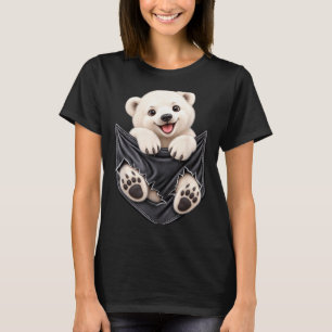 Funny polar bear pocket for men and women cute T-Shirt