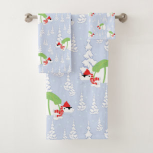 funny polar bear santa bath towel set