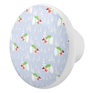 funny polar bear santa ceramic knob
