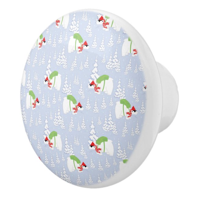 funny polar bear santa ceramic knob (Right)
