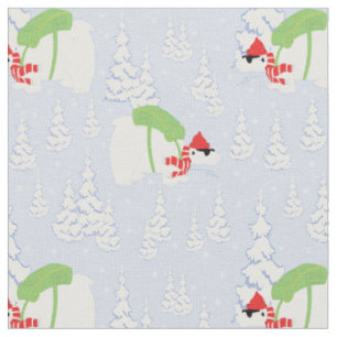 funny polar bear santa fabric