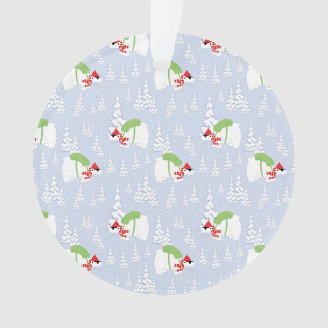 funny polar bear santa ornament (Front)