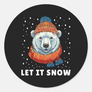 Funny Polar Bear Tee Winter Christmas Ice Bear Let Classic Round Sticker