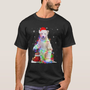 Funny Polar Bear Tree Christmas Lights Xmas Pajama T-Shirt