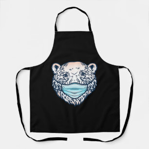 Funny Polar Bear Wearing A face Mask Animal Lover Apron