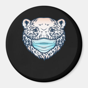 Funny Polar Bear Wearing A face Mask  Animal Lover Magnet