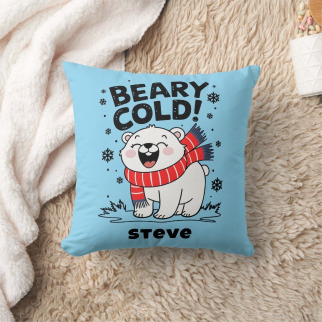 Funny Polar Beary Cold Christmas Cushion (Blanket)