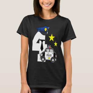 Funny Police 4 Years Old Cute Police Car Lover 4th T-Shirt