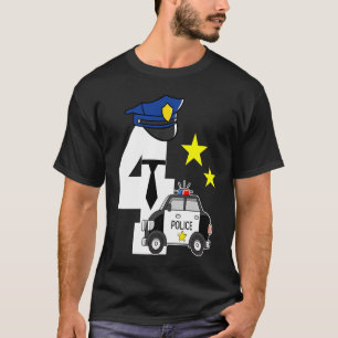 Funny Police 4 Years Old Cute Police Car Lover 4th T-Shirt