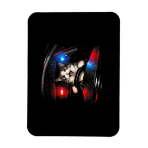 Funny Police Cat Driving Car Vintage Cat Meme Magnet