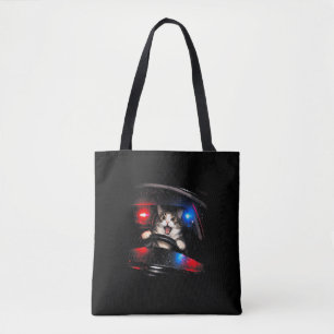 Funny Police Cat Driving Car Vintage Cat Meme Tote Bag