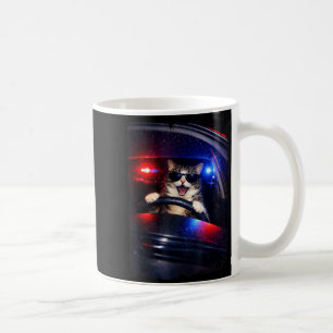 Funny police crazy cat driving car funny cat meme coffee mug