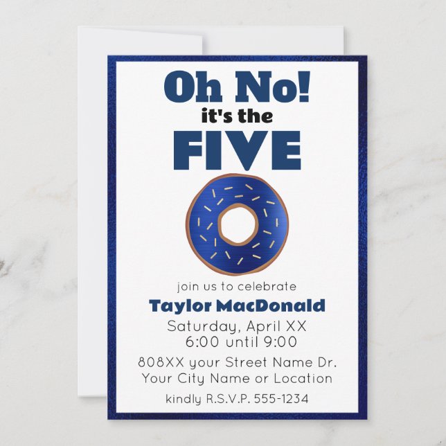 Funny Police Doughnut 50th Birthday Invitation (Front)