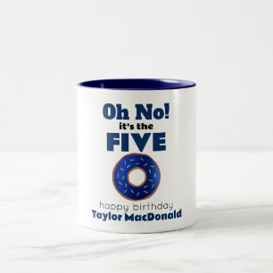 Funny Police Doughnut 50th Birthday Two-Tone Coffee Mug