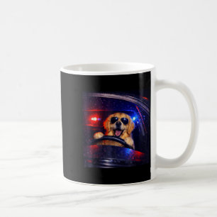 Funny police golden retriever driving car dog meme coffee mug