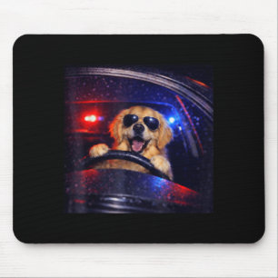 Funny Police Golden Retriever Driving Car Dog Meme Mouse Pad