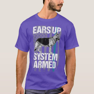 Funny Police K9 Tshirt Thin Blue Line Ears Up