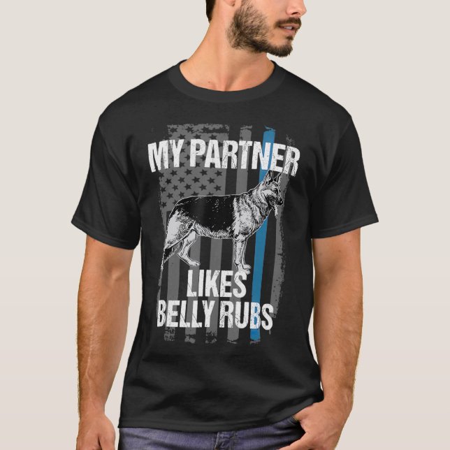 Funny Police K9 Unit Dog Tshirt Thin Blue Line (Front)