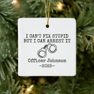Funny Police Officer Christmas Ornament, Ceramic Ornament