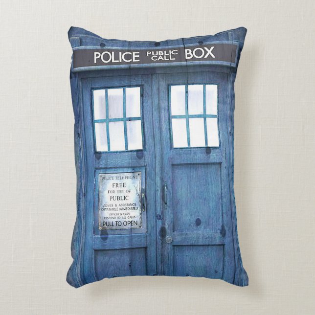 Funny Police phone Public Call Box Decorative Cushion (Front(Vertical))