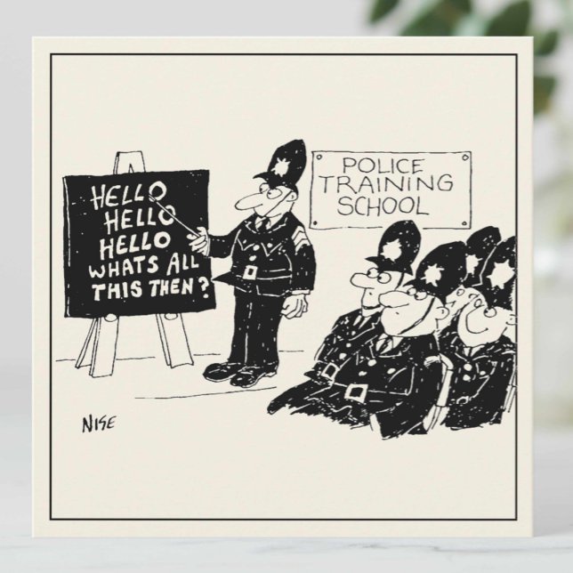 Funny Police Training at a Police Academy Cartoon. Card (Creator Uploaded)