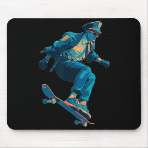 Funny Police with Skateboard for Cops and Skater Mouse Pad