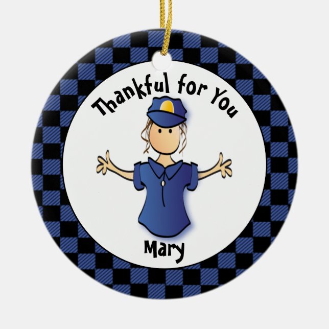 Funny Policewoman Gift - Funny Police Officer Idea Ceramic Ornament (Front)
