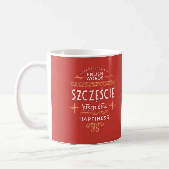 Funny Polish Language Gifts Happiness Coffee Mug (Left)